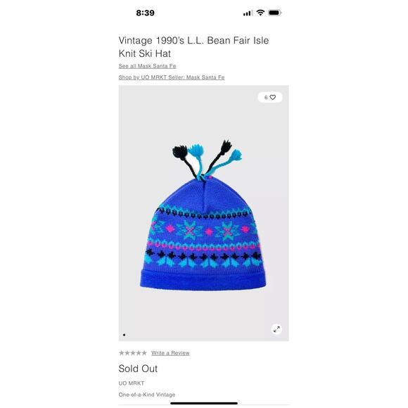 Vintage 90s LL Bean Wool Ski Snow Hat W Tassels Purple Blue Retro Snowflakes - Picture 9 of 9